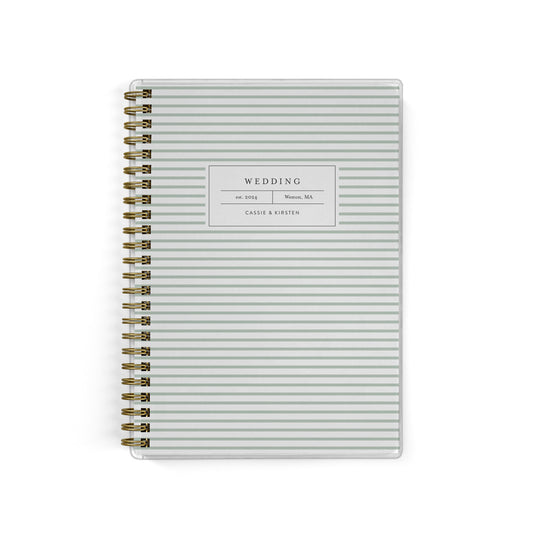 Our inclusive gender-neutral LGBT Mini Wedding Planners are perfect for planning a small wedding or elopement, shown in a simple stripe design