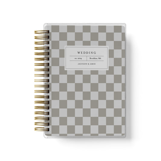 Shown in a trendy checkered design, our exclusive LGBT wedding planner books are all-inclusive and gender-neutral