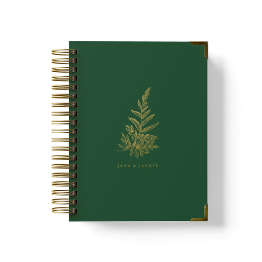 Our LGBT wedding planner books are all-inclusive and gender-neutral, shown in a botanical fern design