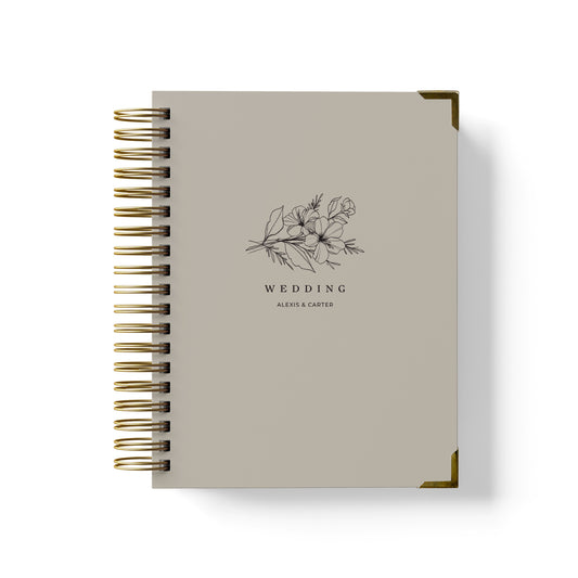 Our LGBT wedding planner books are all-inclusive and gender-neutral, shown in a delicate floral sprig design