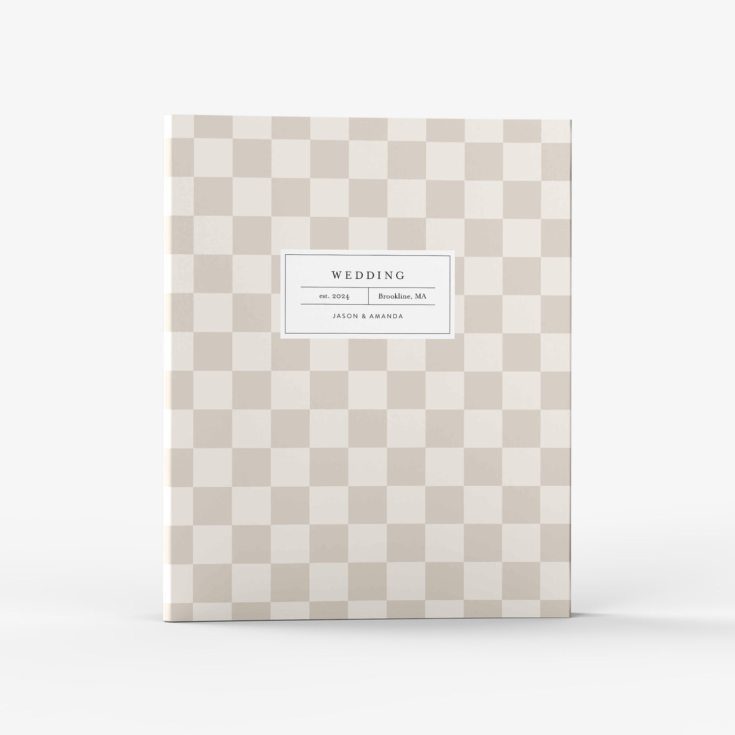 Our wedding binders are the perfect planning tool, shown in a trendy checkerboard pattern
