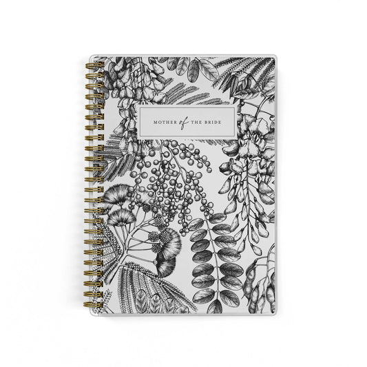Shown in a black and white ferns & foliage print, Mother of the Bride planners are exclusive to Wicked Bride.