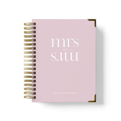 Our LGBT wedding planner books are all-inclusive and gender-neutral, shown in a future mrs and mrs design
