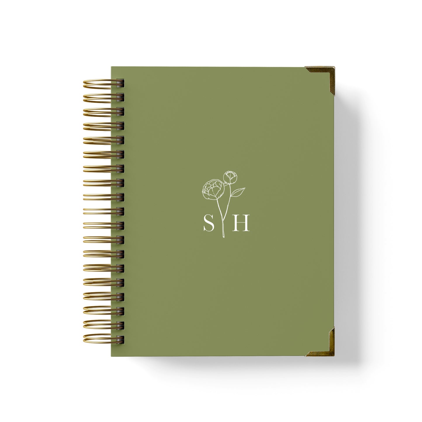 Our LGBT wedding planner books are all-inclusive and gender-neutral, shown in a delicate peony monogram design