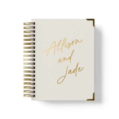 Our LGBT wedding planner books are all-inclusive and gender-neutral, shown in a simple script design