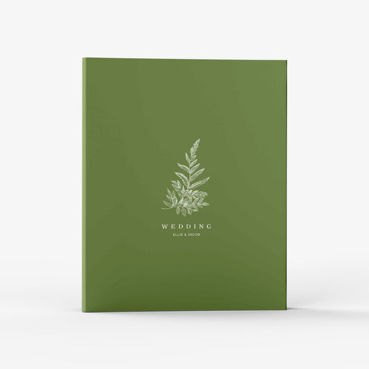 Our wedding binders are the perfect planning tool, shown in a botanical fern design