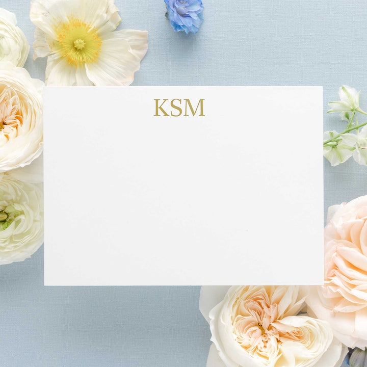 Our foil pressed note cards are printed by hand with matte gold foil on luxe cotton paper, perfect for business stationery and thank you cards