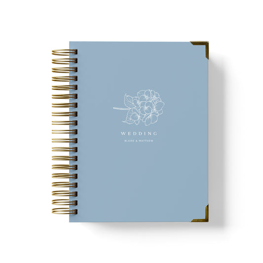 Our luxury wedding planner books are the best a bride can buy, featured in a hydrangea design