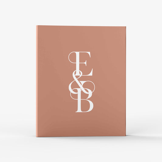 Our wedding binders are the perfect planning tool, shown in a modern bold monogram design
