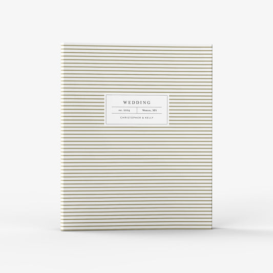 Our wedding binders are the perfect planning tool, shown in a mini stripe design