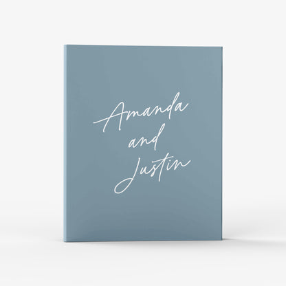 Our wedding binders are the perfect planning tool, shown in an elegant calligraphy design