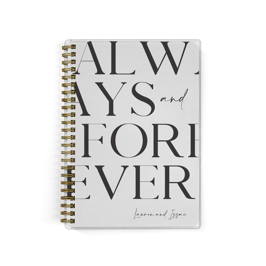 Our exclusive mini wedding planners are perfect for planning small weddings and elopements, shown in a bold text design
