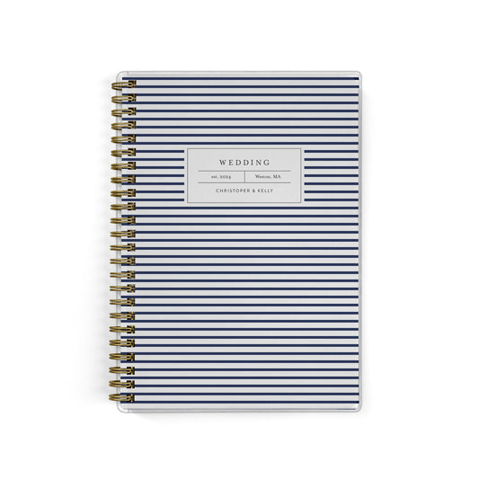 Our exclusive mini wedding planners are perfect for planning small weddings and elopements, shown in a striped design