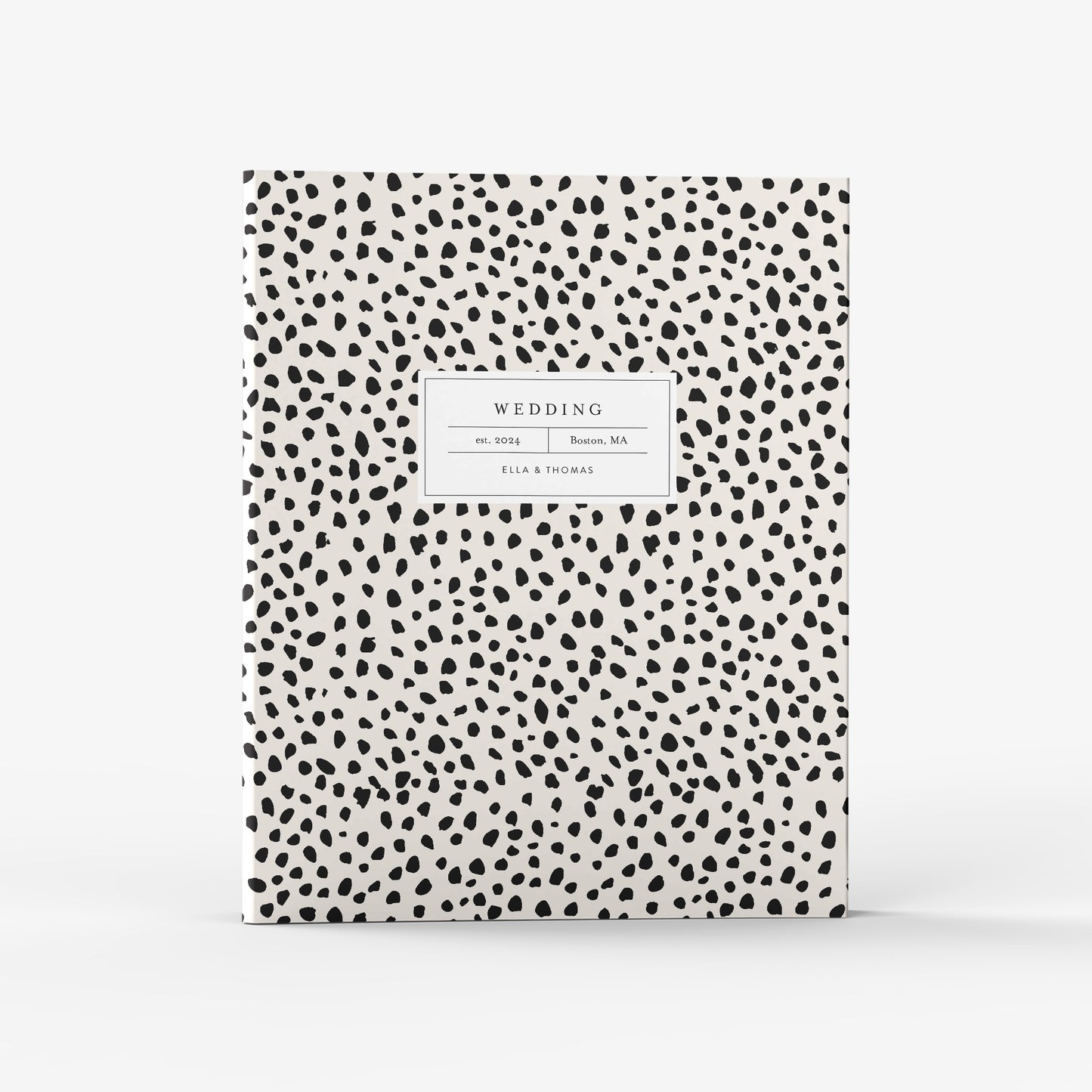Our wedding binders are the perfect planning tool, shown in a spotted dot design